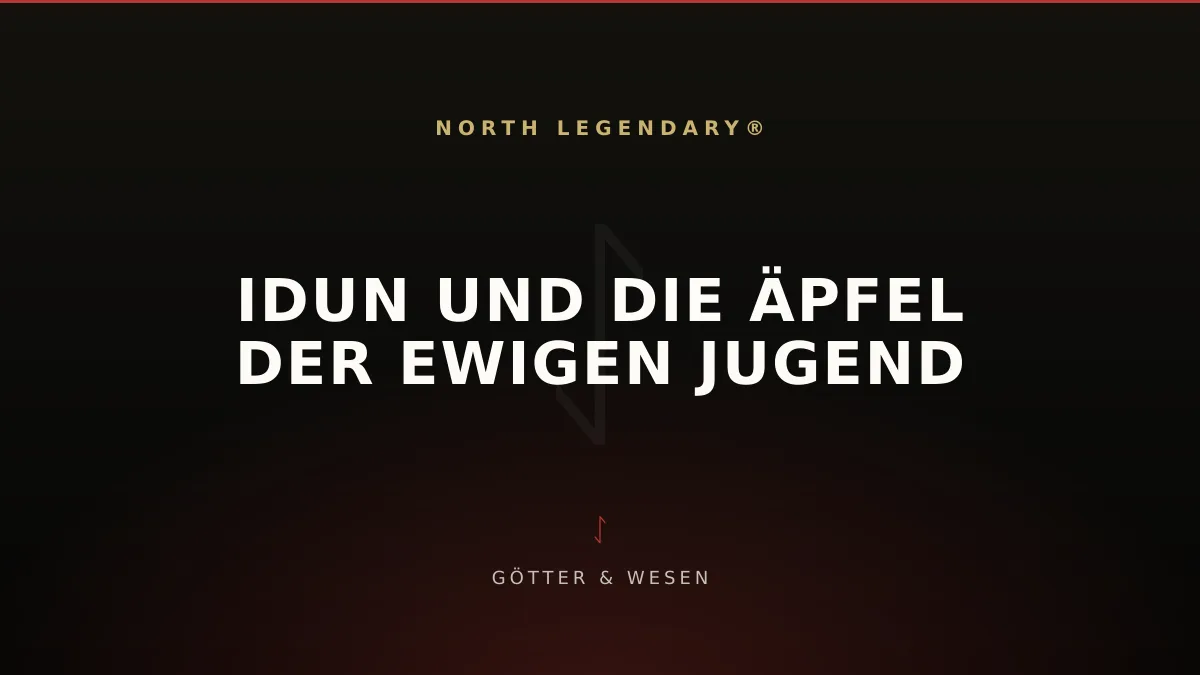 Idun, nordische Göttin der Jugend, hält einen Korb mit goldenen Äpfeln, während ein Adler über Asgard kreist