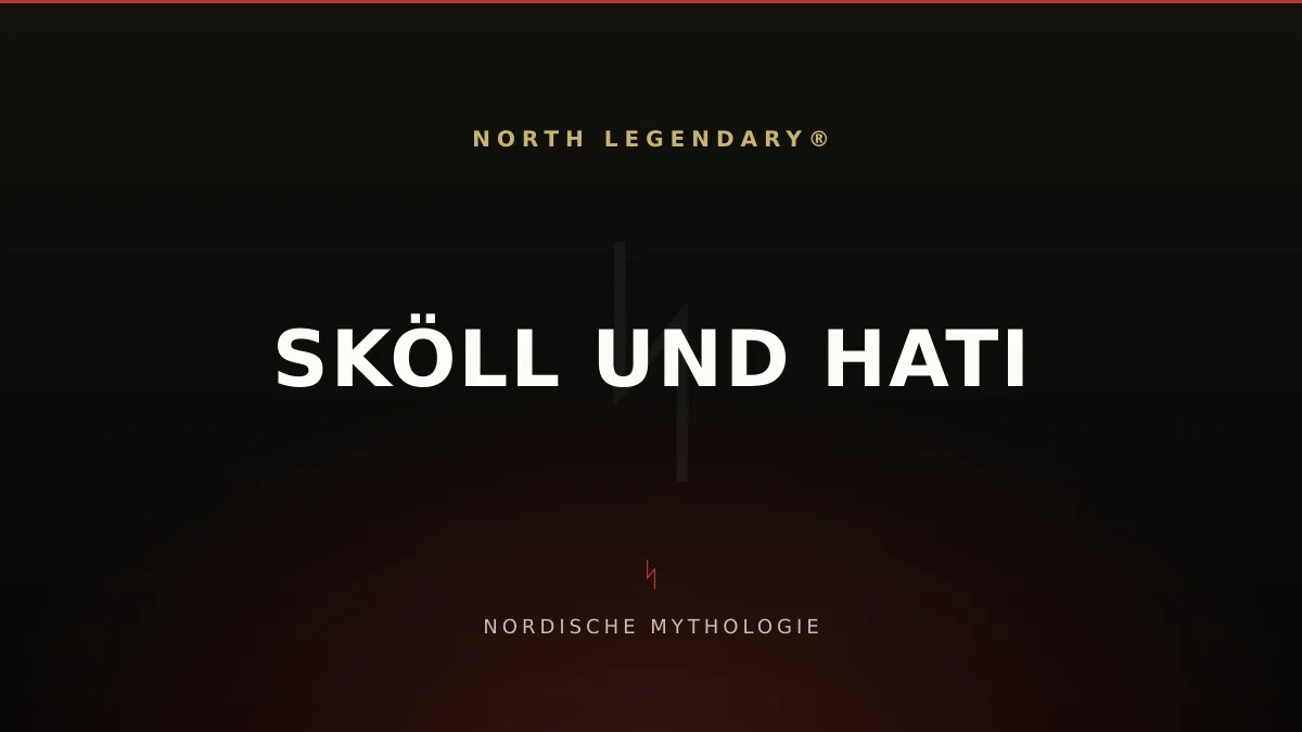 Die Wölfe Sköll und Hati jagen am nordischen Nachthimmel der Sonne Sól und dem Mond Máni hinterher
