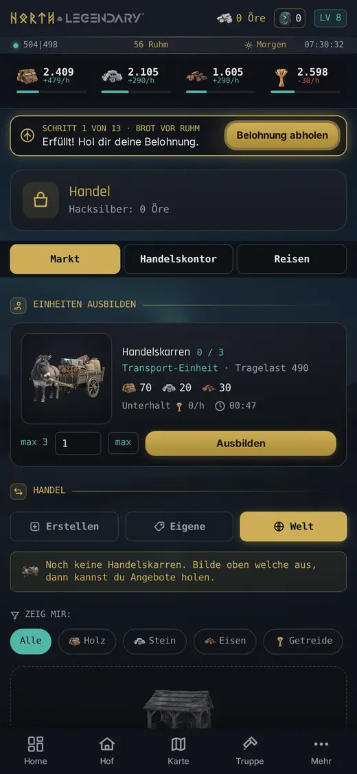 Echter Screenshot aus dem Spiel: Handle und schick Raben
