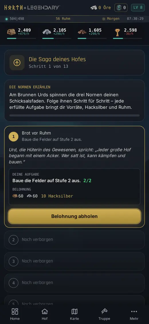Echter Screenshot aus dem Spiel: Folge der Saga